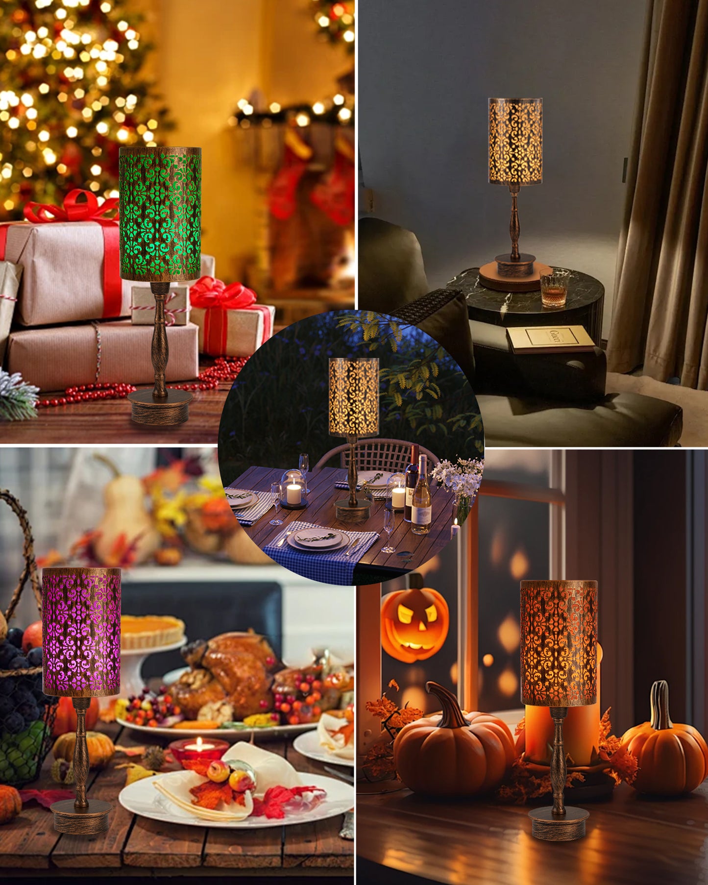 Cordless Table Lamp with Remote, Phoenix Flowers