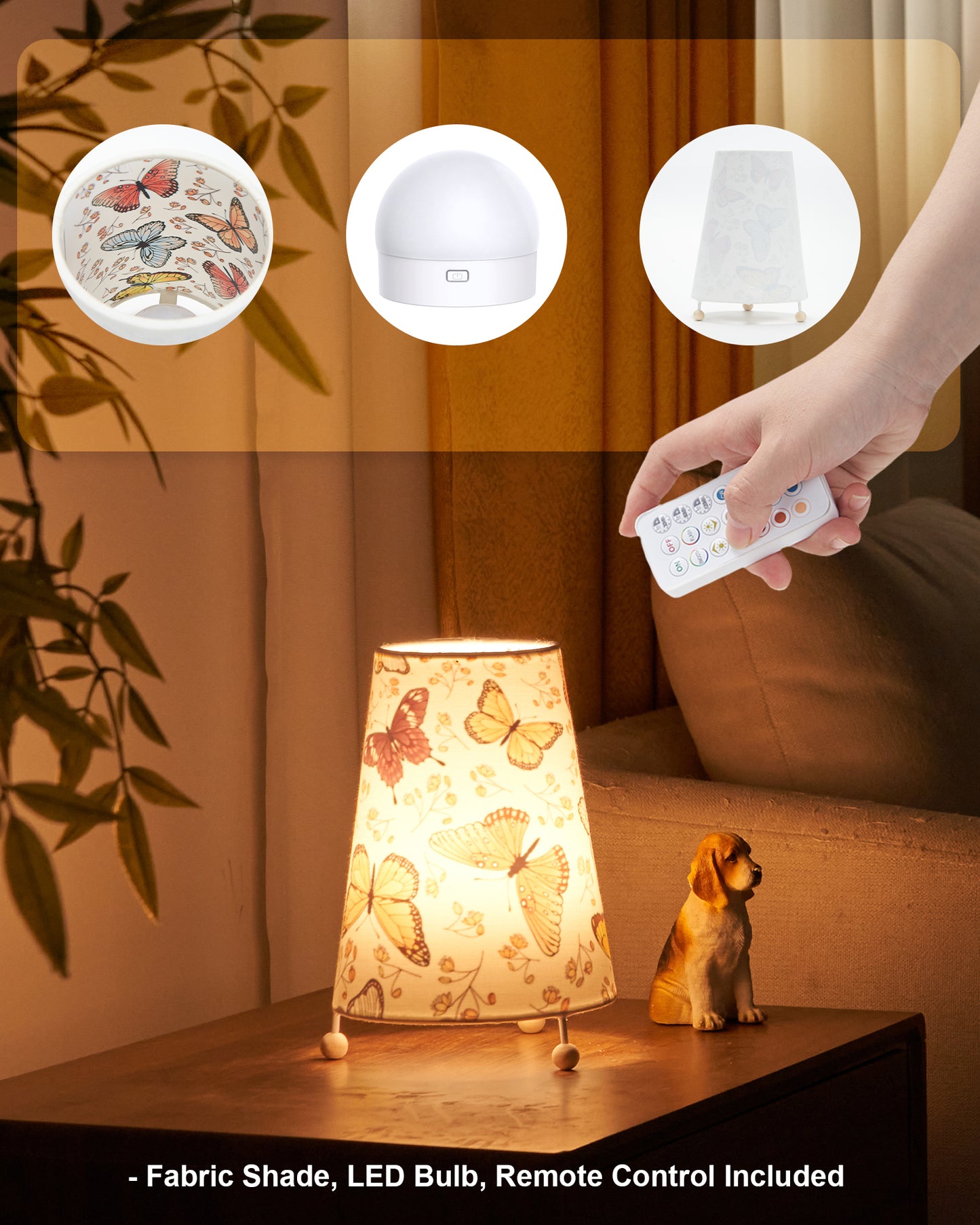 Cordless Table Lamp with Remote, Bubbly Butterfly