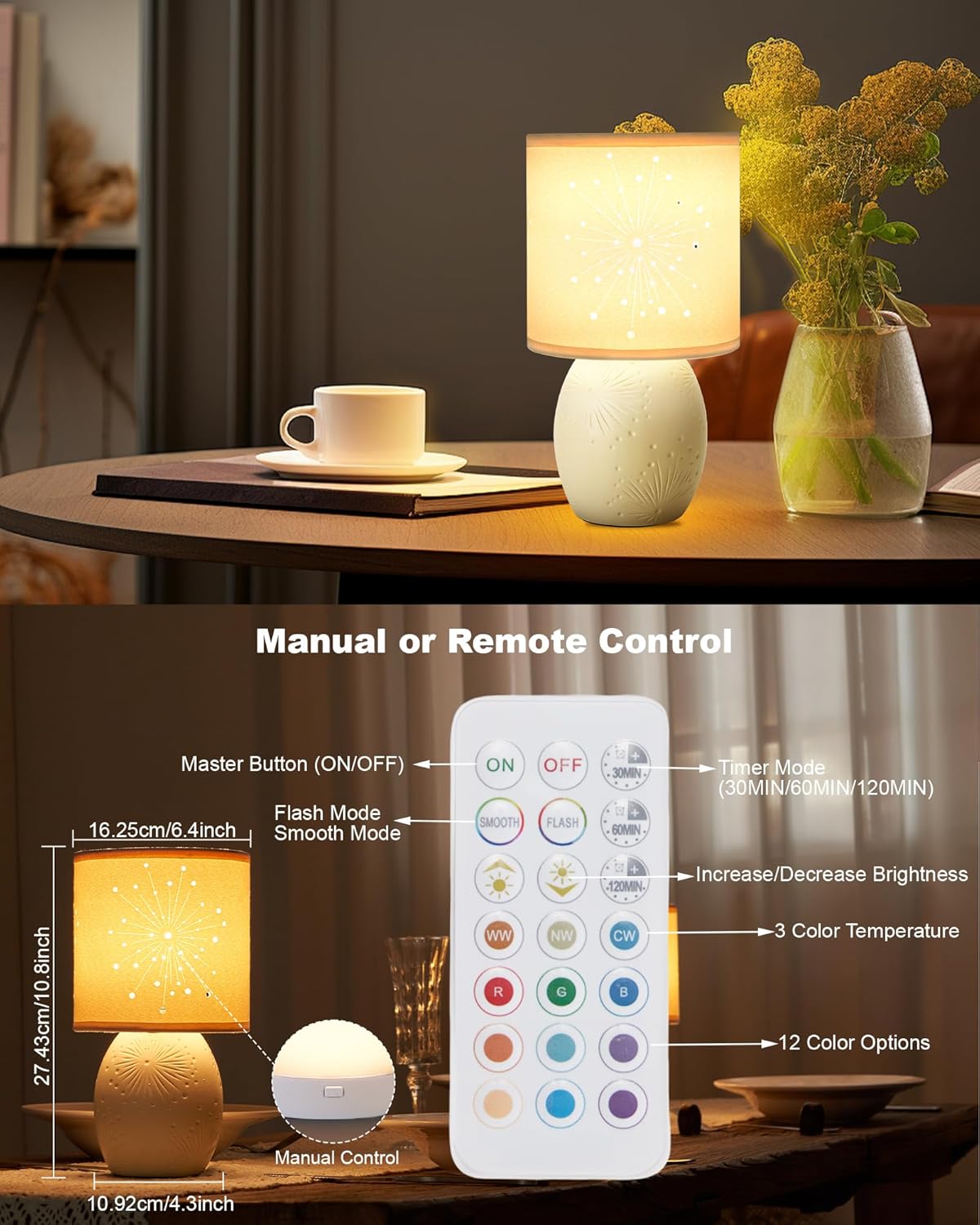 Cordless Table Lamp with Remote, Barents Yellow