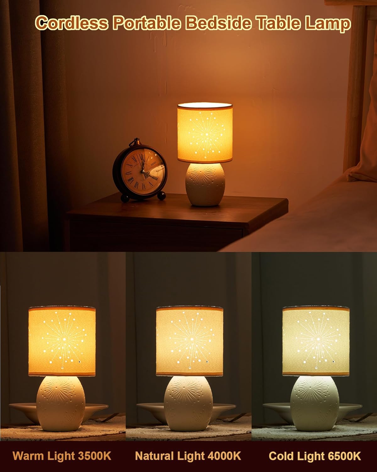 Cordless Table Lamp with Remote, Barents Yellow