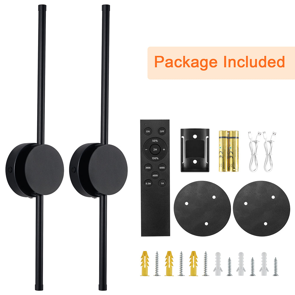 Battery Operated Wall Sconces Set of 2, Foldable Dimmable LED Wireless Sconces with Remote & Timer, Rechargeable Wall Lights for Bedroom, Living Room, Dining Room, Hallway, Entryway
