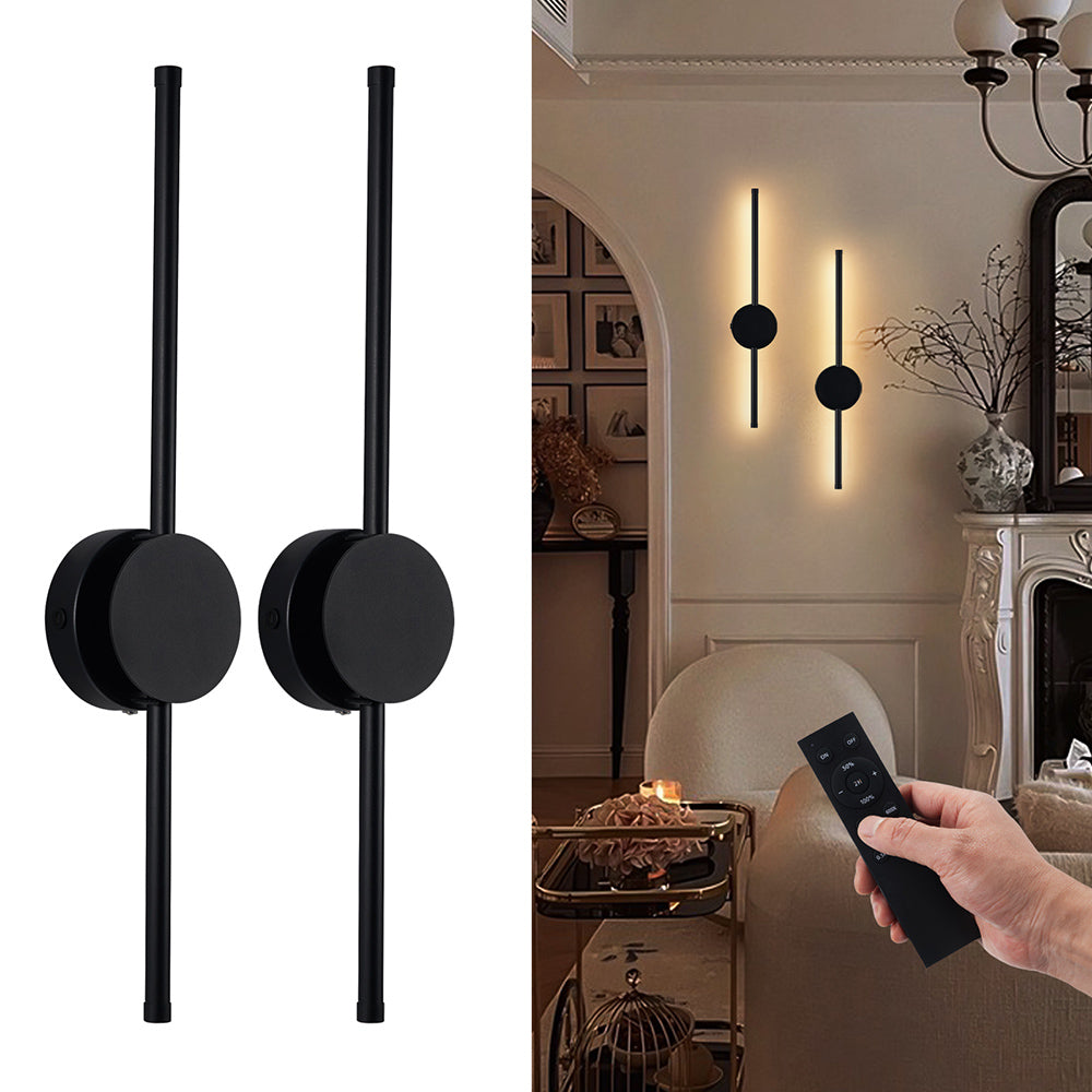 Battery Operated Wall Sconces Set of 2, Foldable Dimmable LED Wireless Sconces with Remote & Timer, Rechargeable Wall Lights for Bedroom, Living Room, Dining Room, Hallway, Entryway