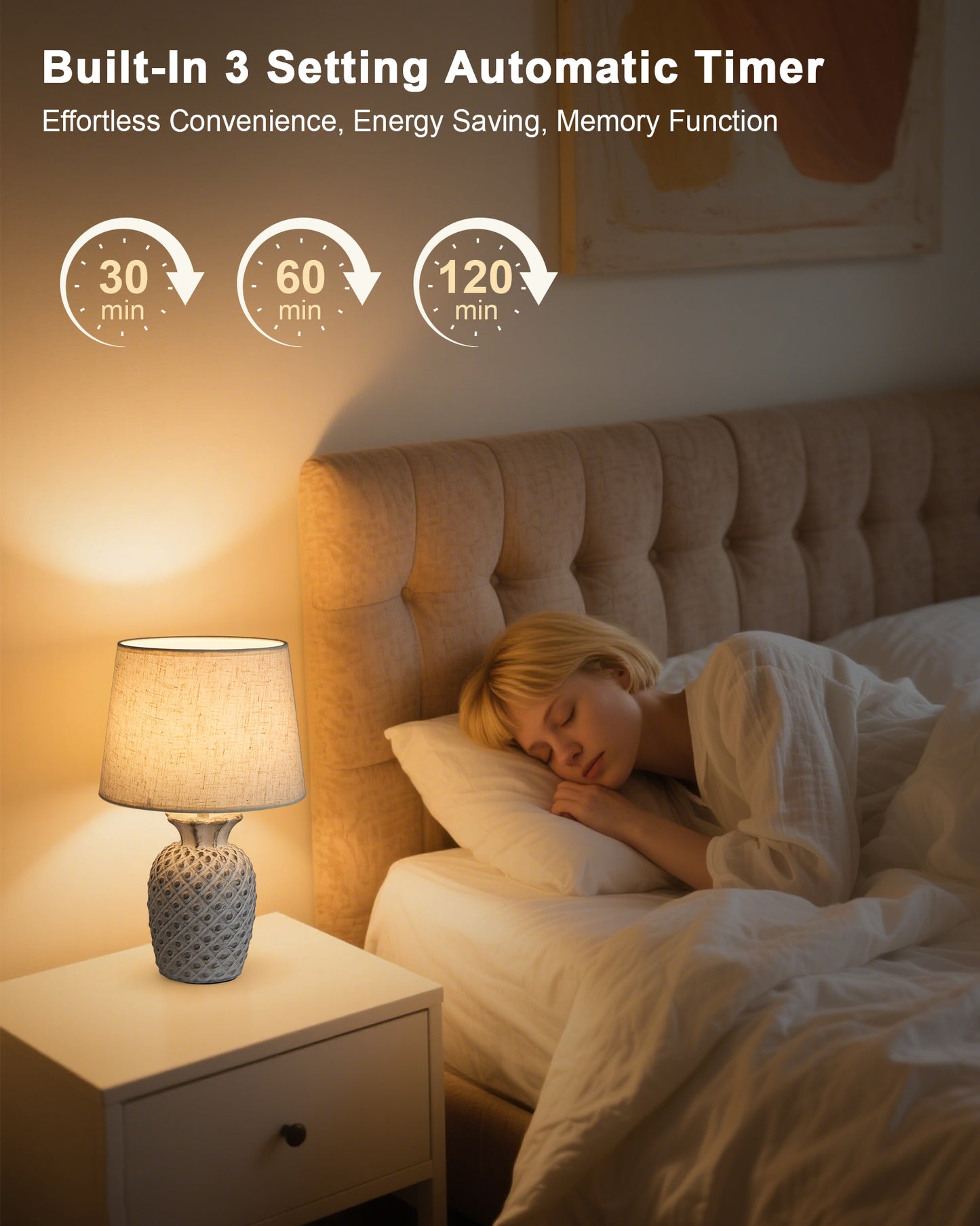 Cordless Table Lamp with Remote, Ceramic Pineapple Lamp
