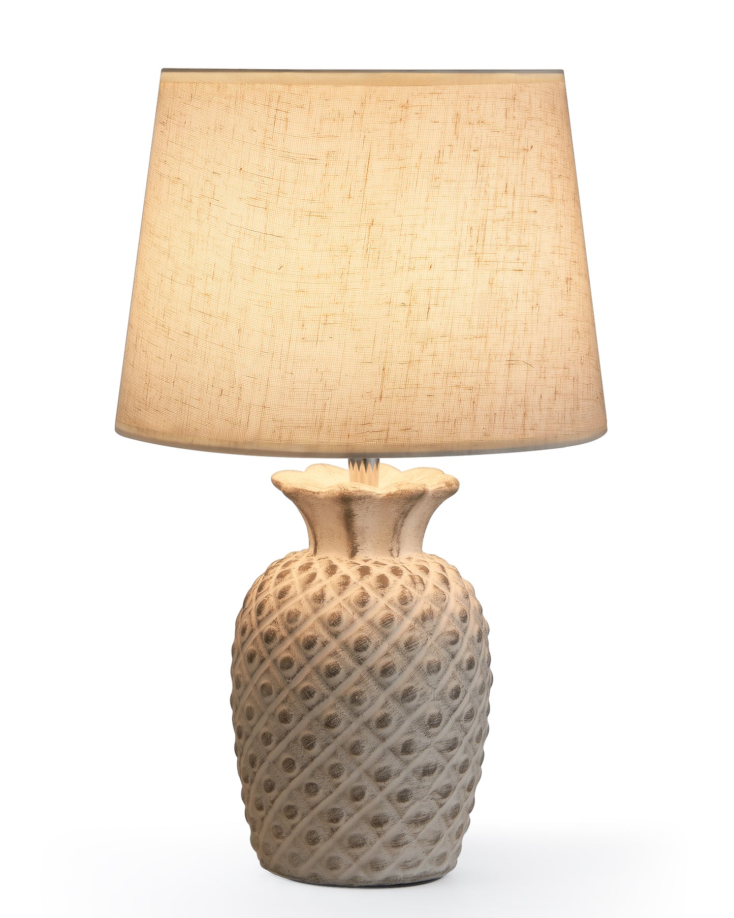 Cordless Table Lamp with Remote, Ceramic Pineapple Lamp