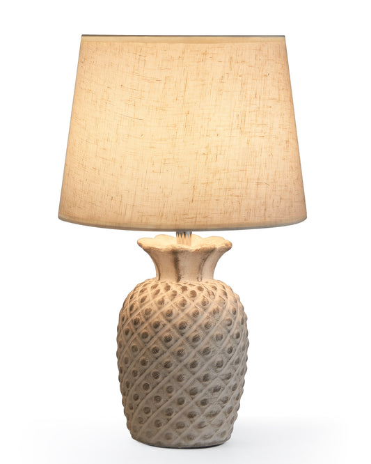 Cordless Table Lamp with Remote, Ceramic Pineapple Lamp