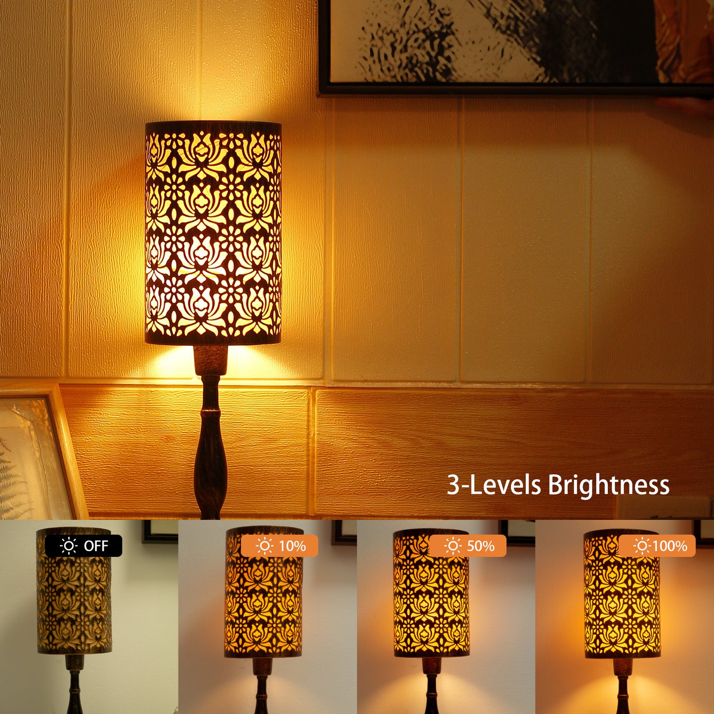 Cordless Table Lamp, Lotus, Bronze