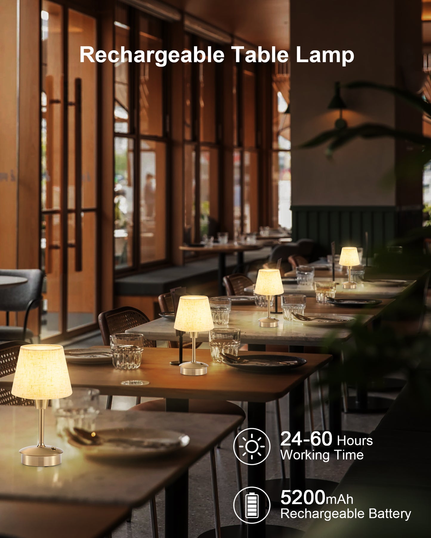 Cordless Table Lamp, Small Crane White