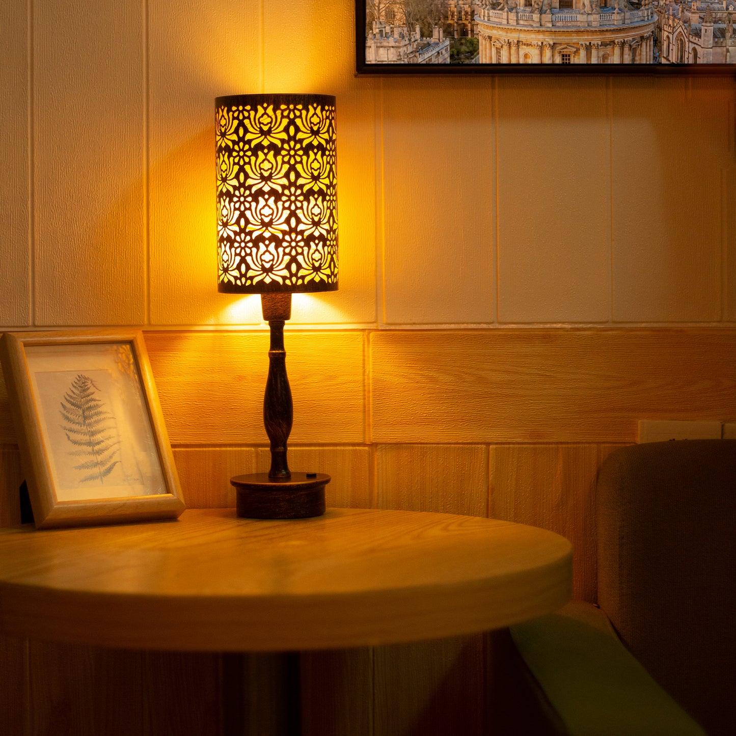 Cordless Table Lamp, Lotus, Bronze