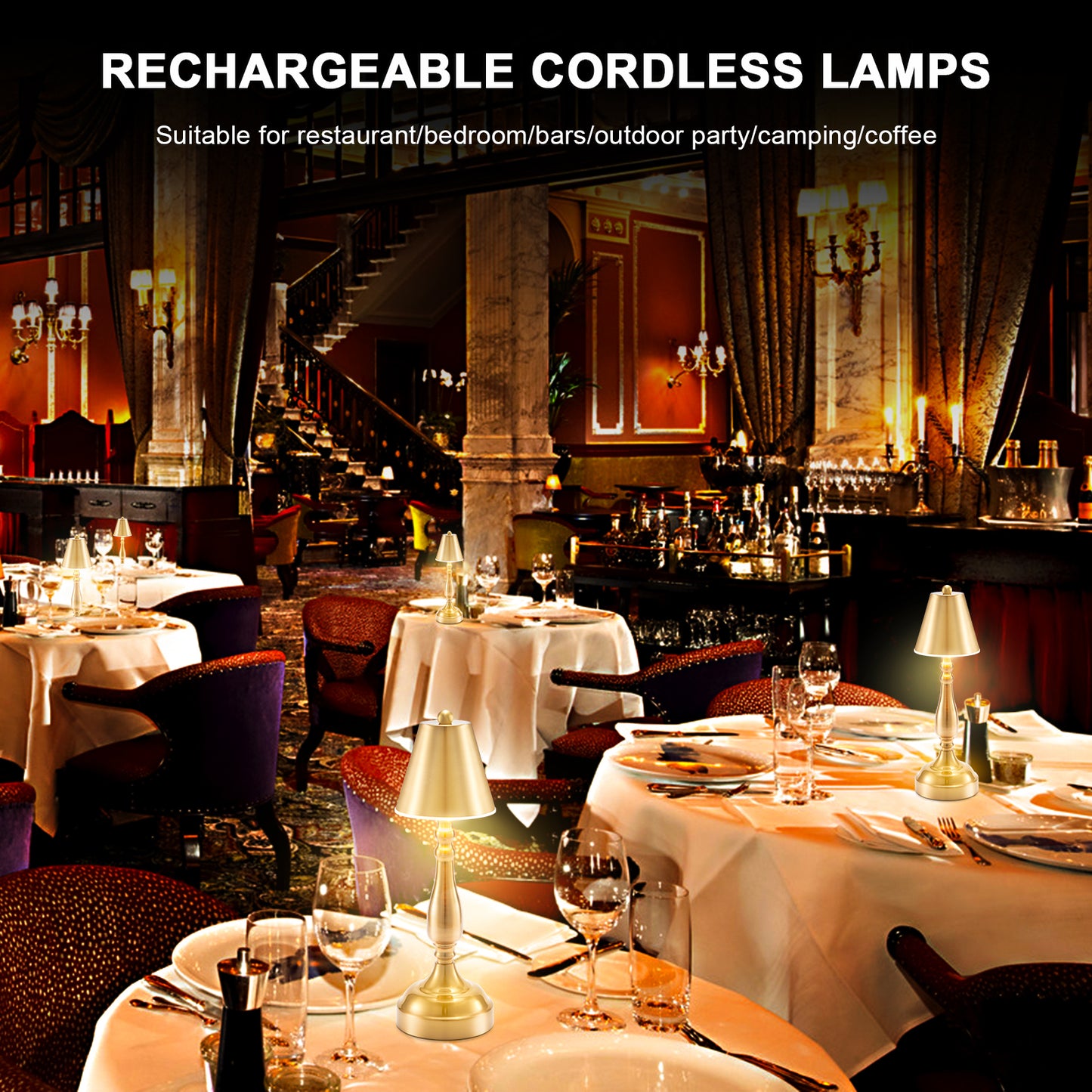 Cordless Table Lamp, Antique Brass