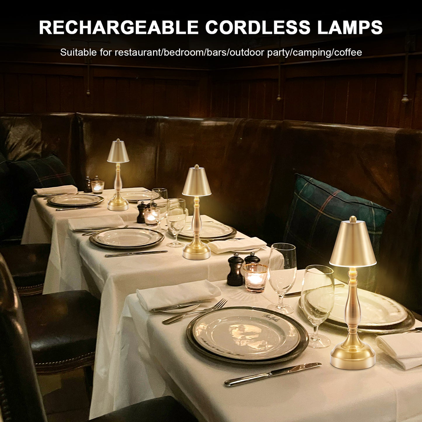 Cordless Table Lamp, Antique Brass