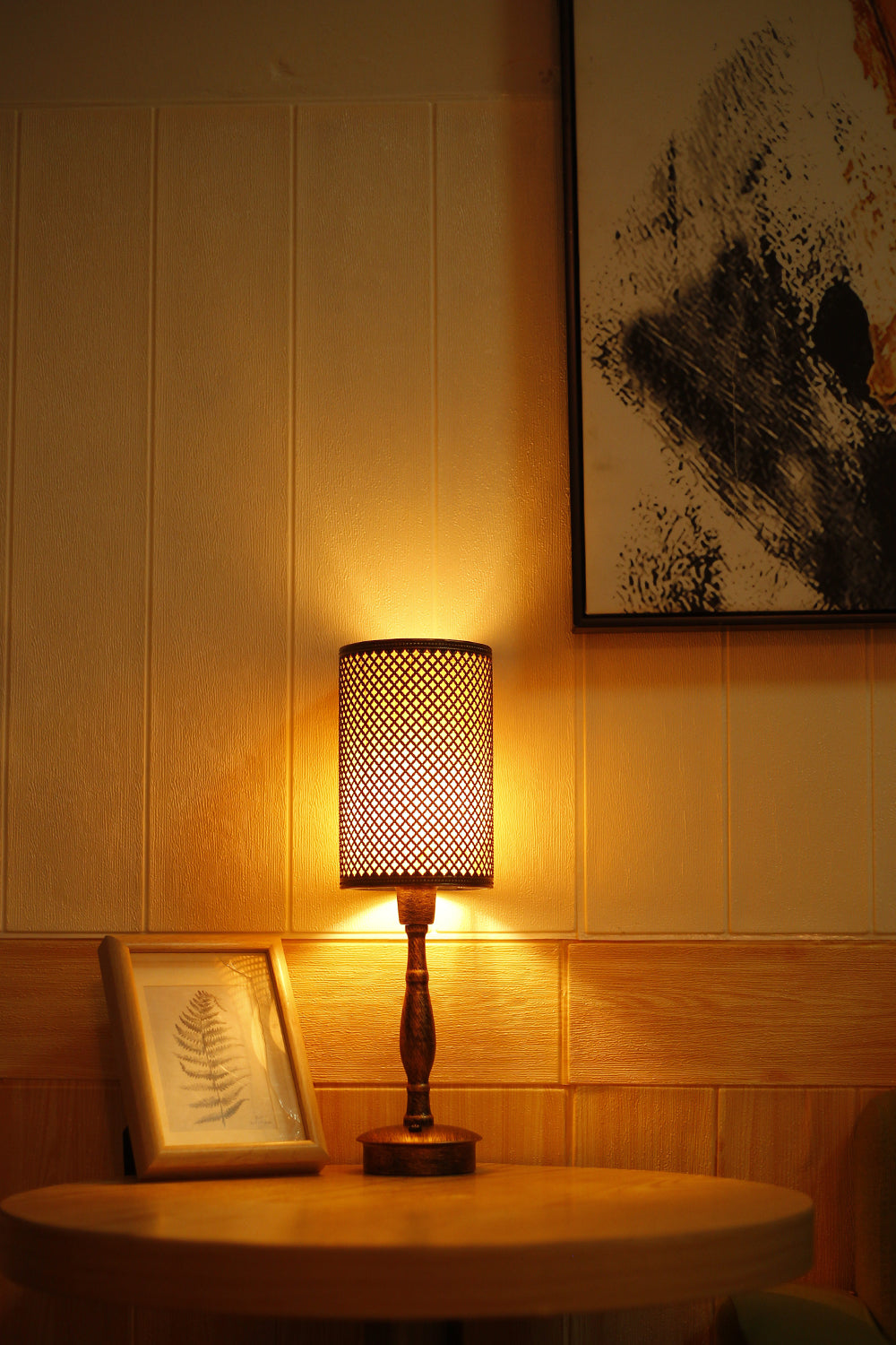 Cordless Table Lamp, Plum Blossom, Bronze