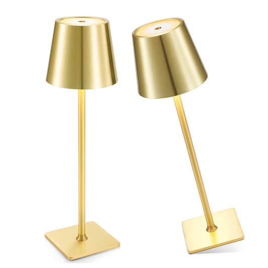 Pack of 2 Cordless Table Lamp, Goblet Gold