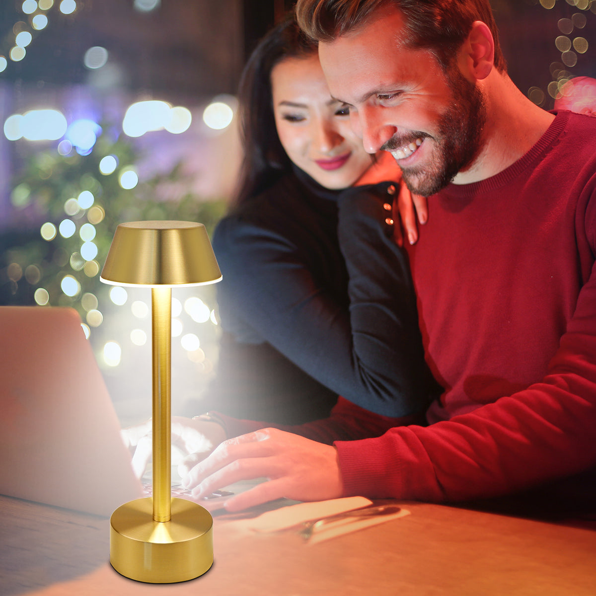 Cordless Table Lamp, Tall Swan Gold