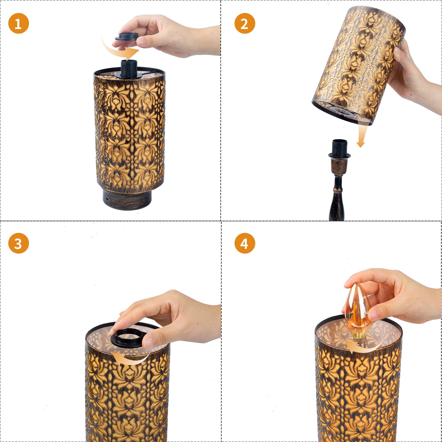 Cordless Table Lamp, Lotus, Bronze