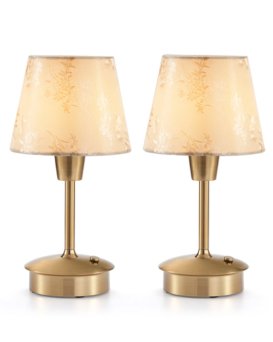 Pack of 2 Cordless Table Lamp, Small Crane Champagne