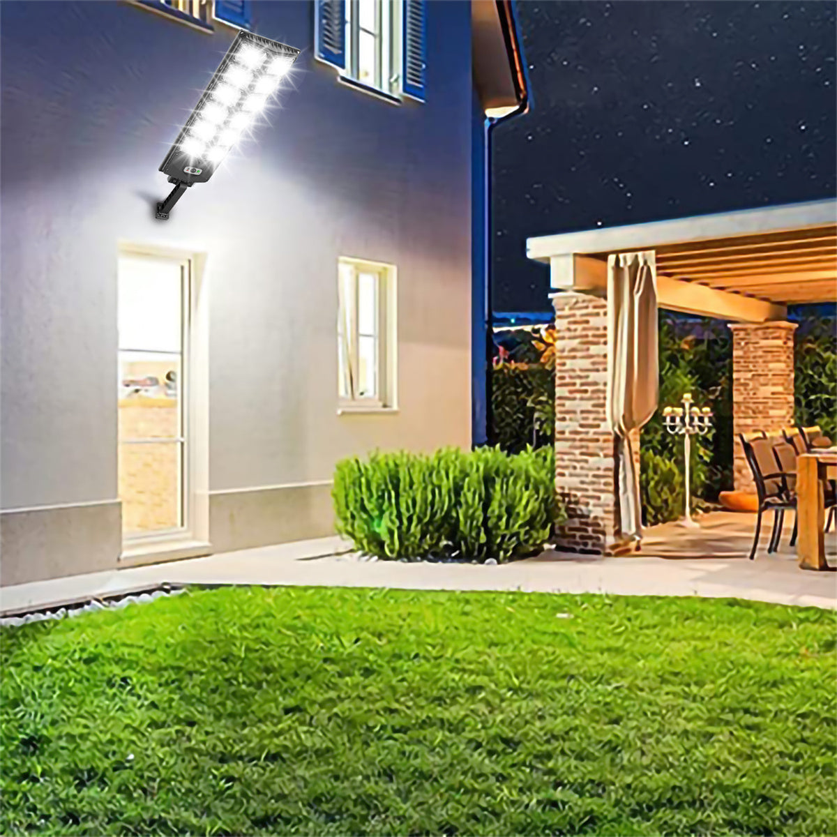 Super Bright Solar Street Lights, 5500LM 6500K Ultra Bright Dusk to Dawn Motion Sensor Solar Lights with Remote Control, Security Wall Light Parking Lot Road Lamp for Garden Yard Patio